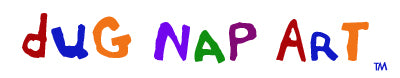 dug Nap Art logo - colorful, loose, handwritten