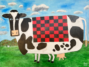 Cow with Blanket 48" x 36" Oil on Canvas