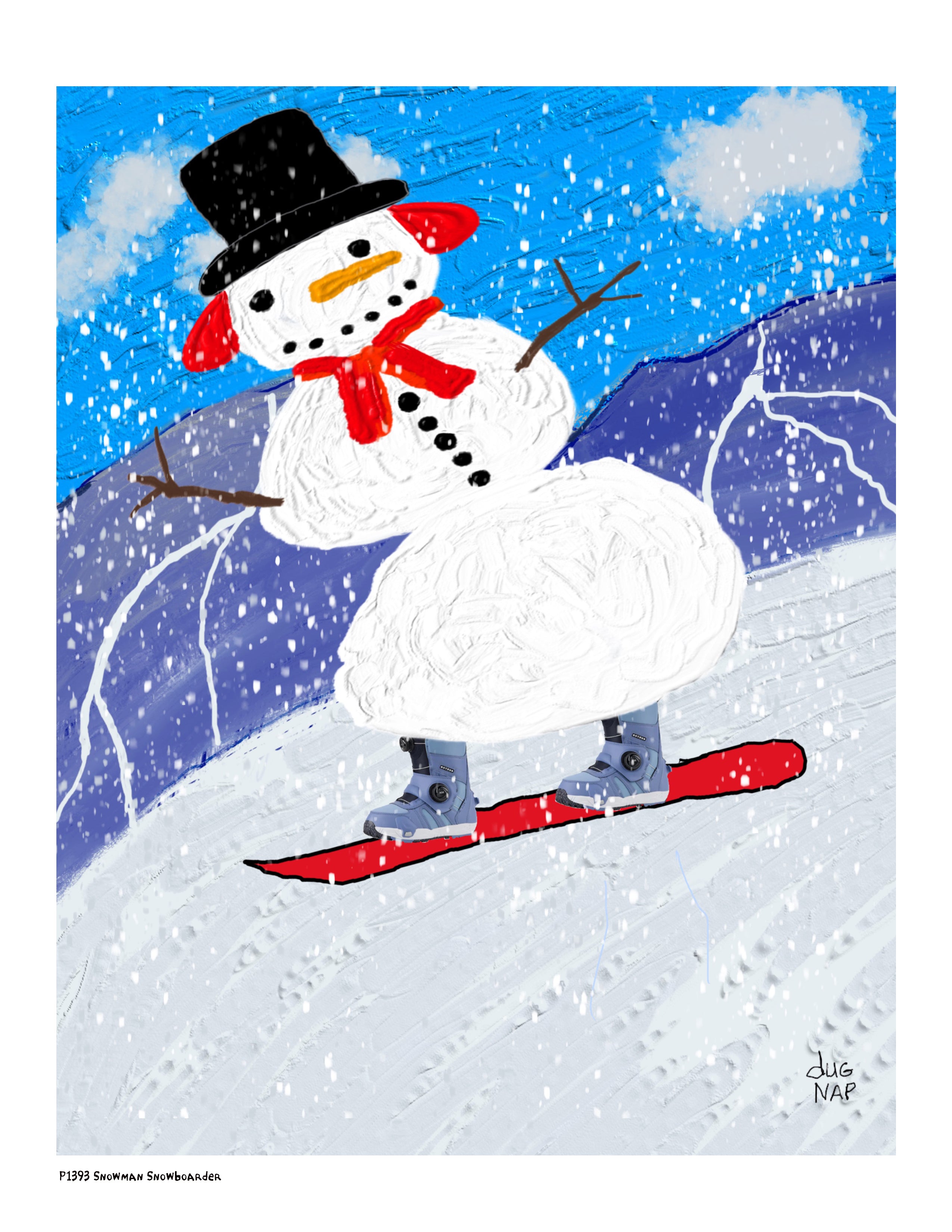 p1393 Snowman Snowboader