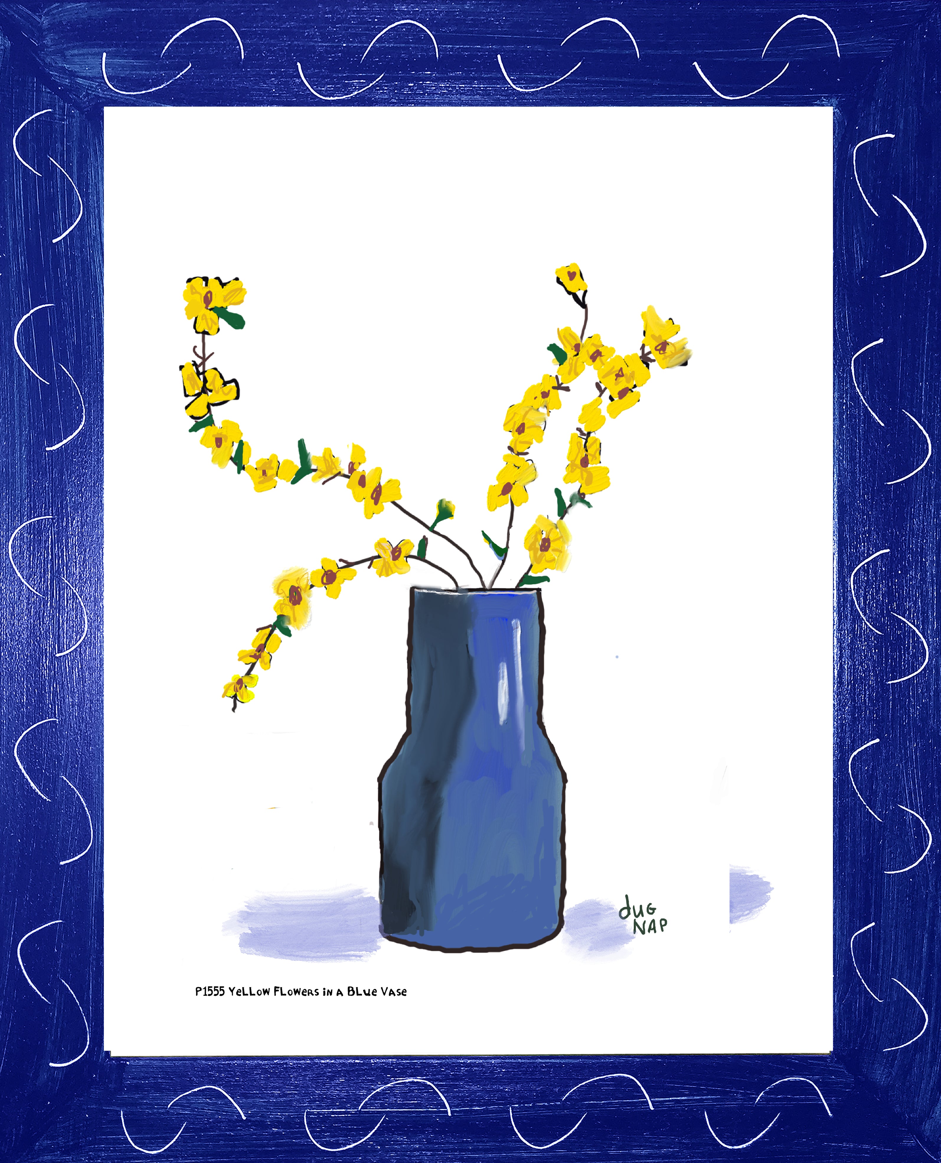 P1555 Yellow Flowers in a Blue Vase
