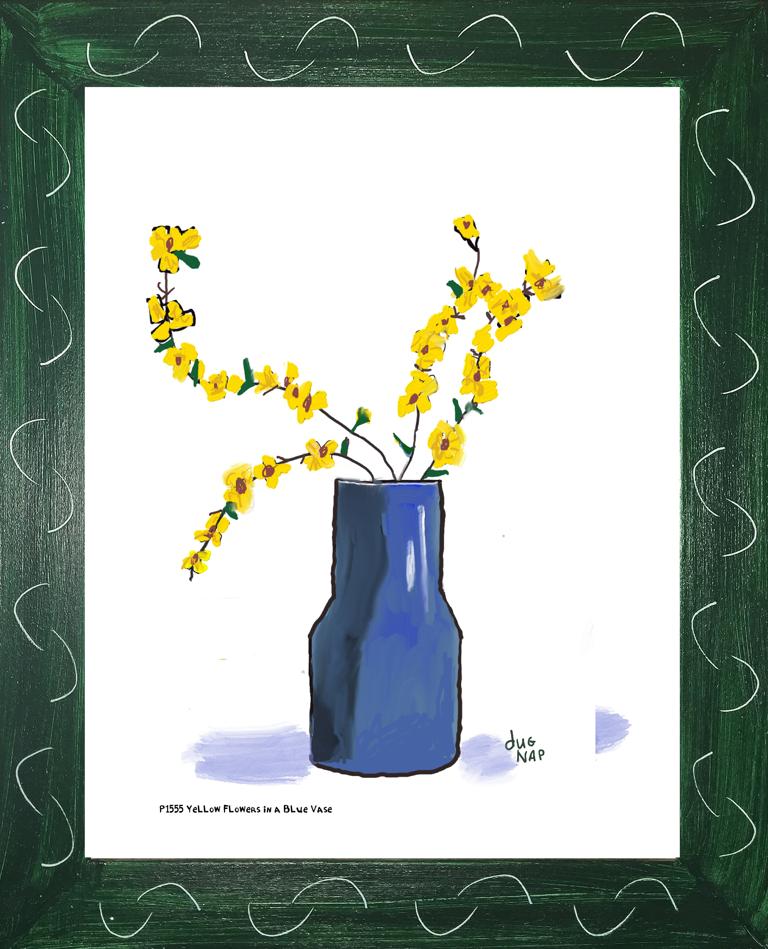 P1555 Yellow Flowers in a Blue Vase