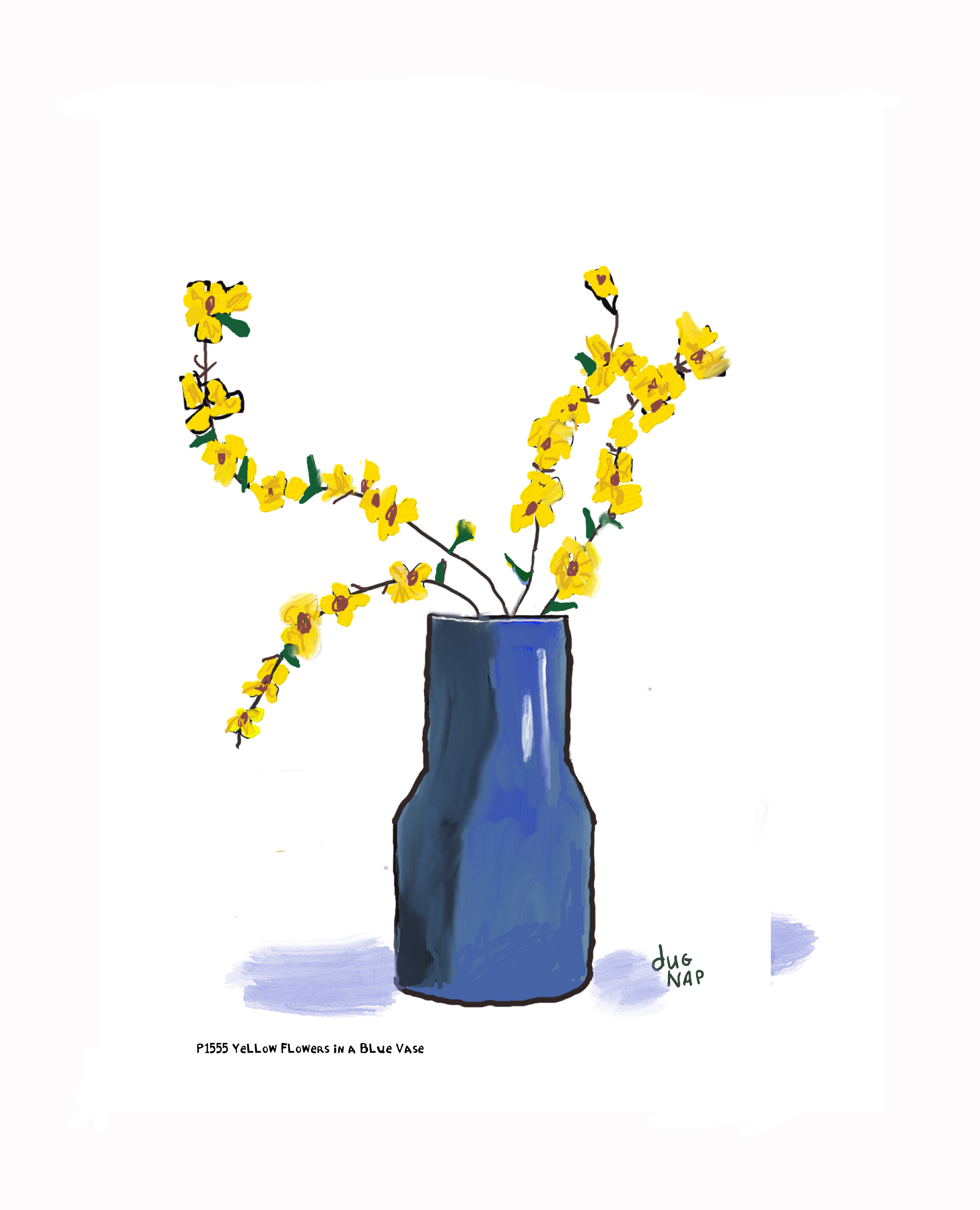 P1555 Yellow Flowers in a Blue Vase