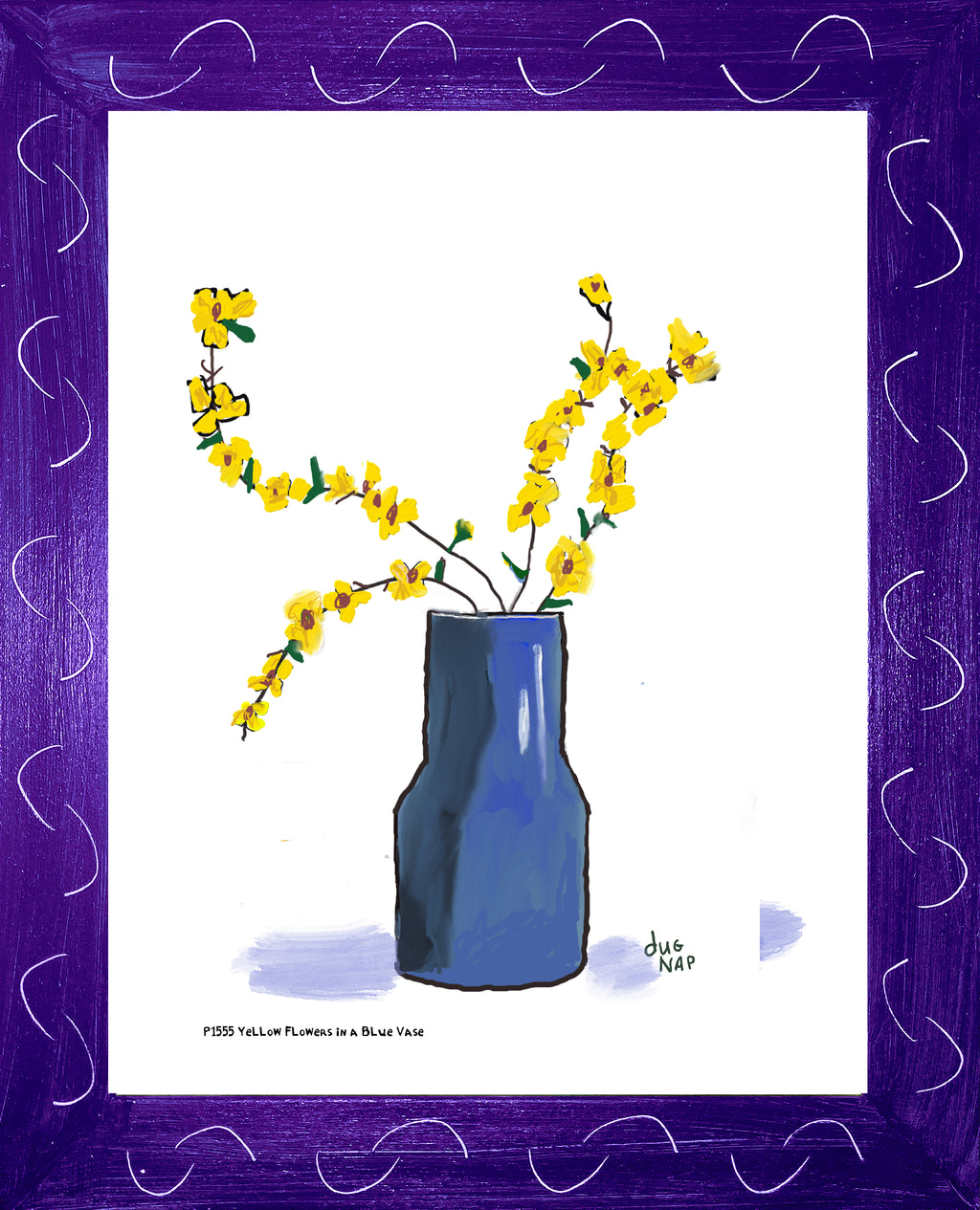 P1555 Yellow Flowers in a Blue Vase