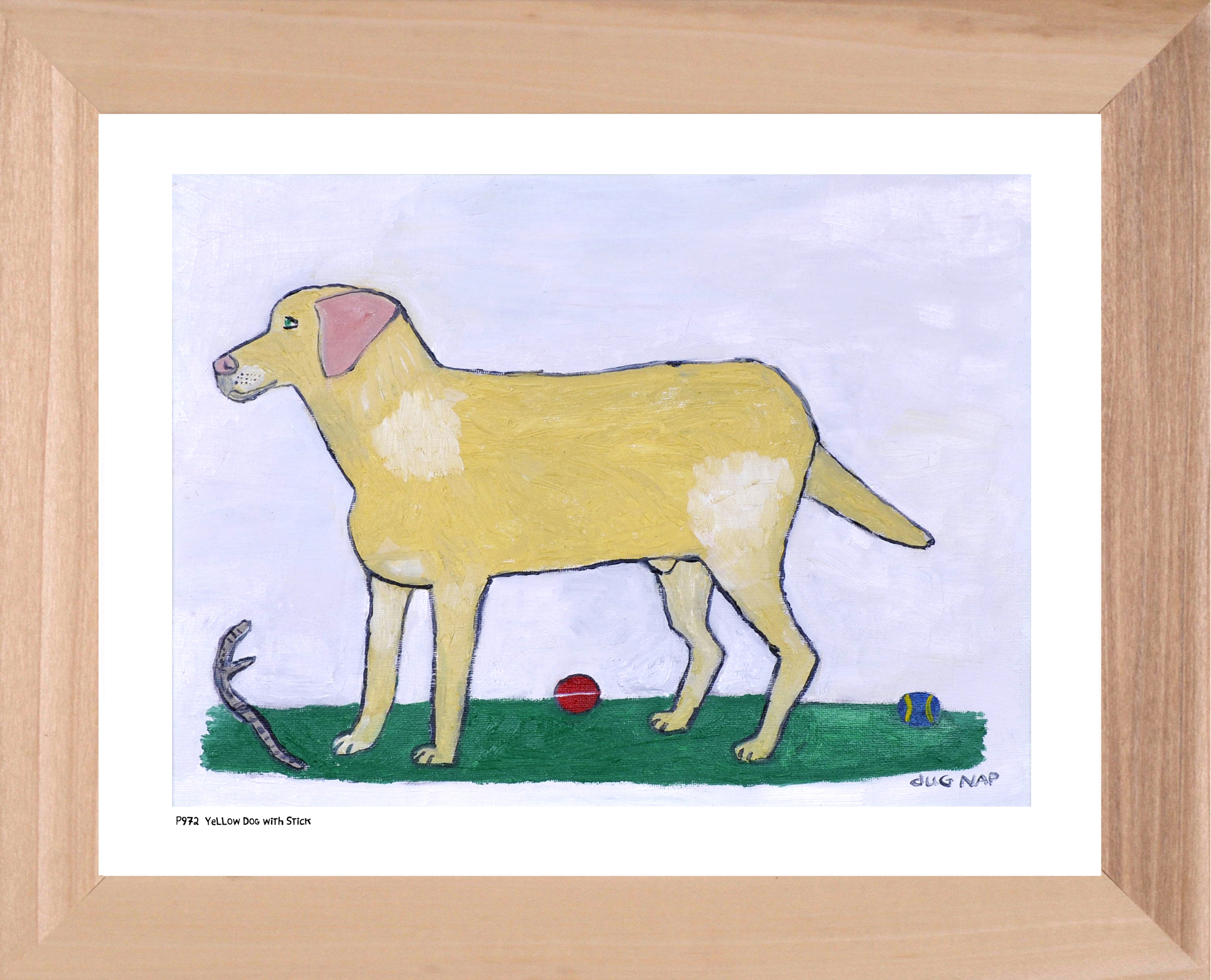 p792 Yellow Dog With Stick