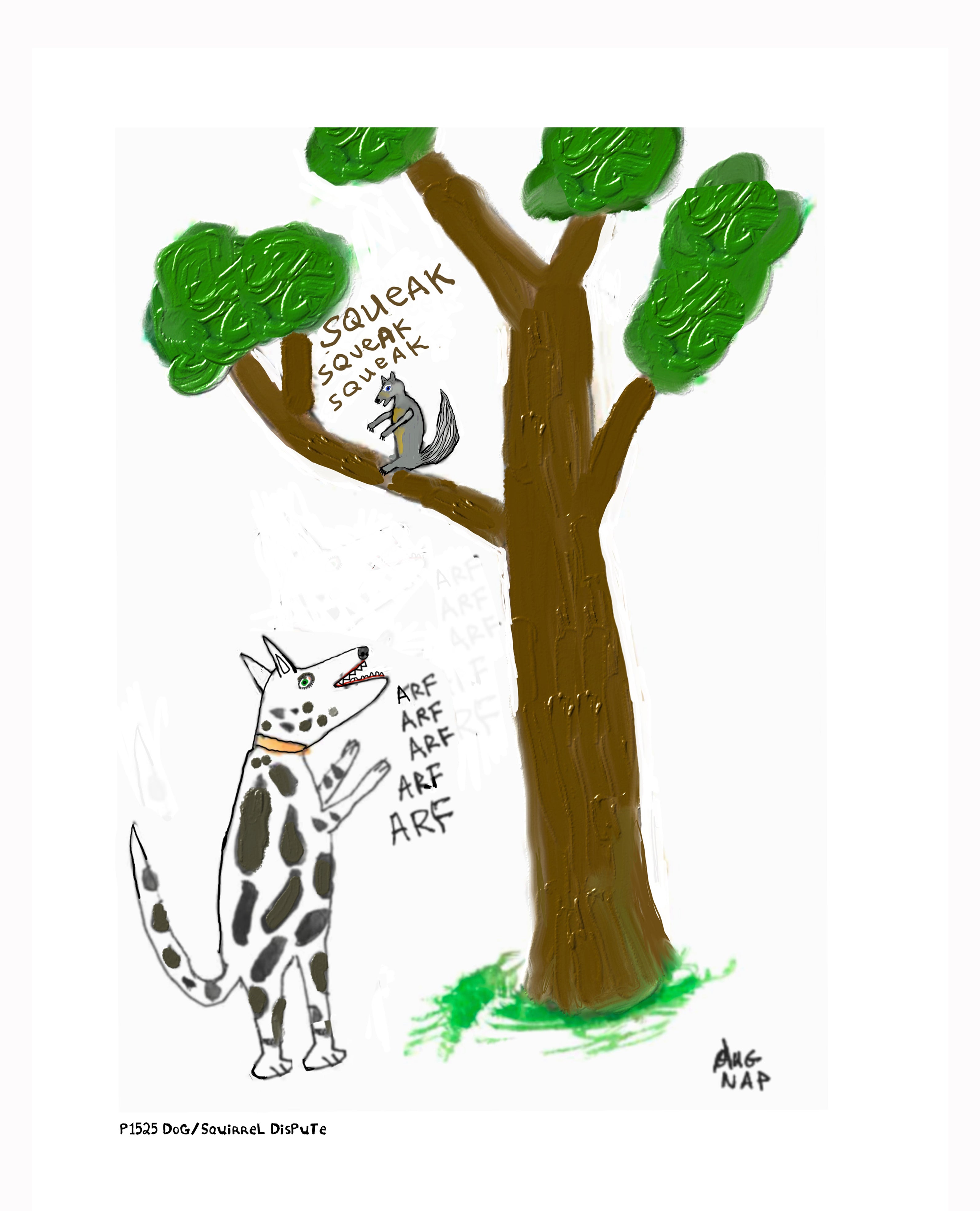 p1525 Dog Squirrel Dispute