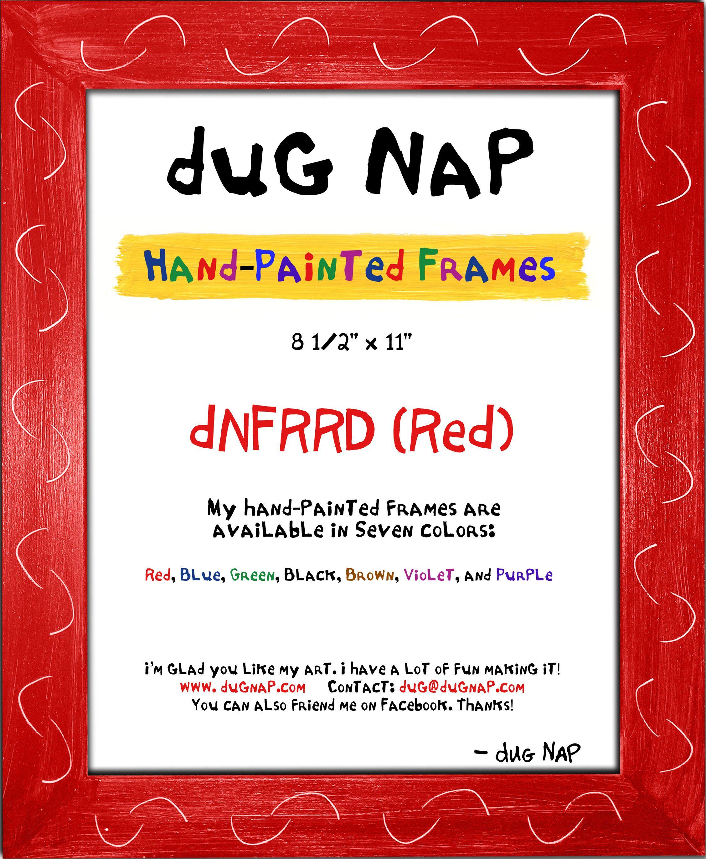 Hand-Painted 8.5 x 11 Frame - Red - dug Nap Art