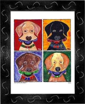 P681 - Four Dogs With Three Balls - dug Nap Art