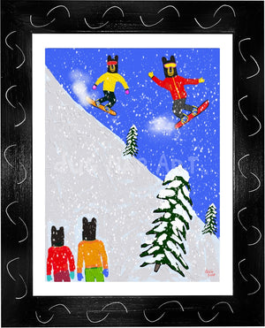 P1251 - Bears Snowboarding Small (8.5 X 11) / Black