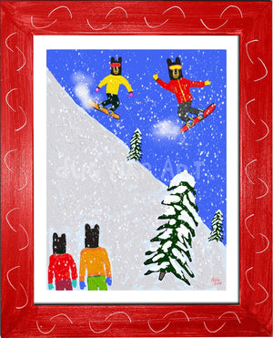 P1251 - Bears Snowboarding Small (8.5 X 11) / Red