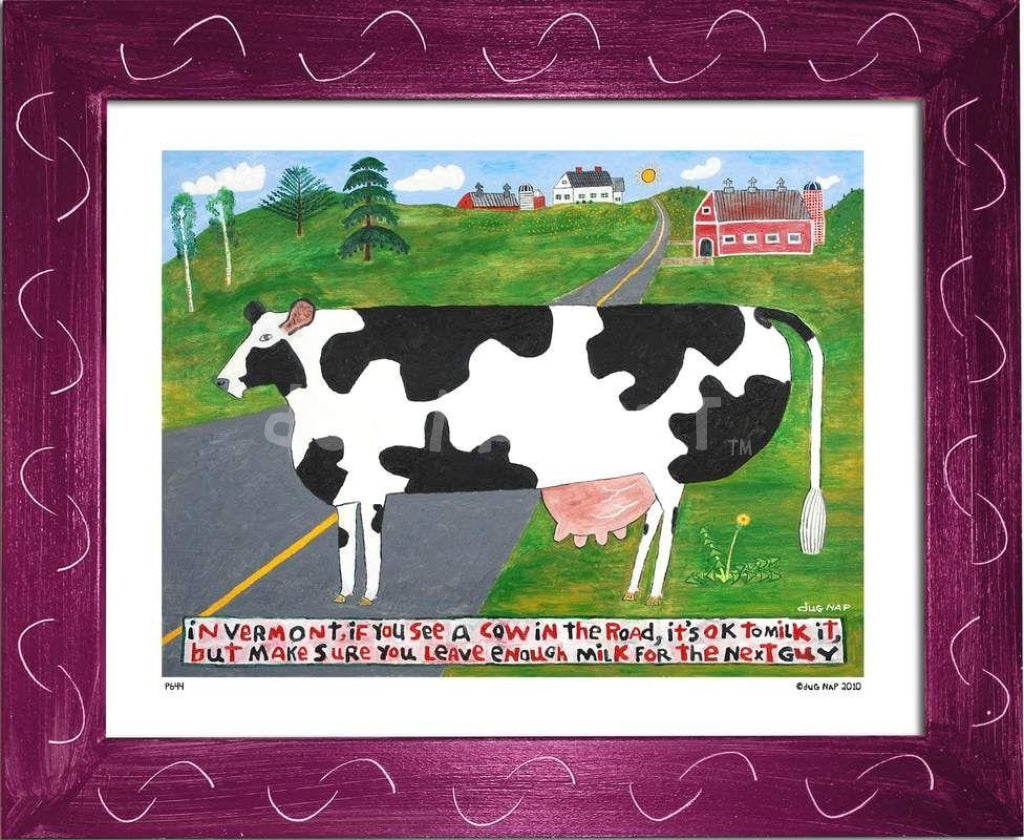 P644 - Vermont Cow In The Road - dug Nap Art